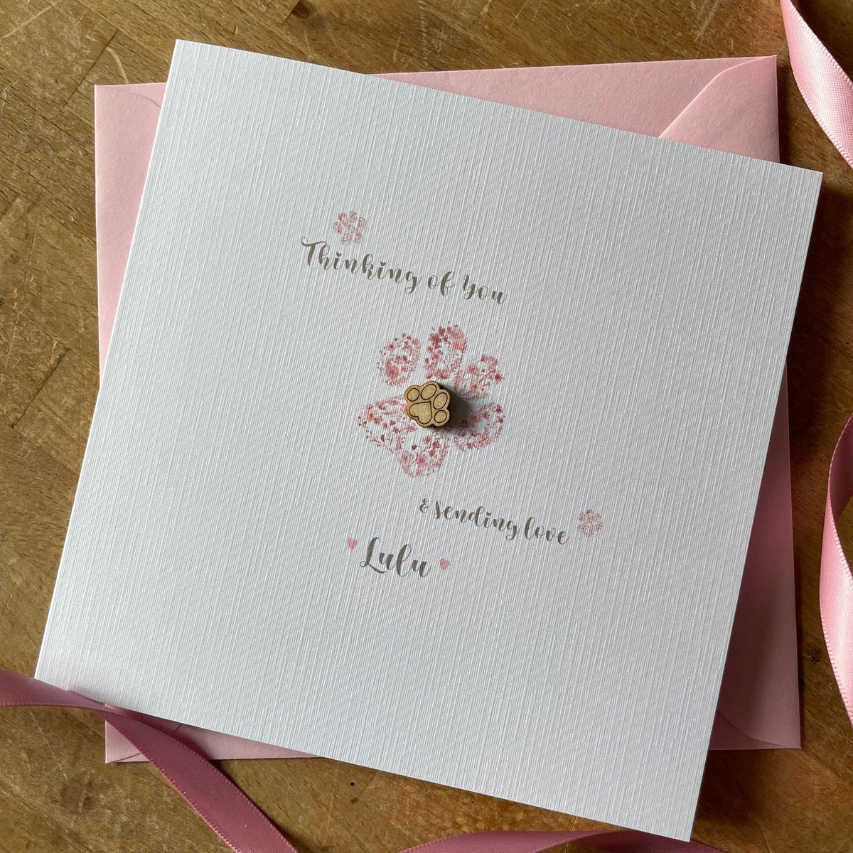 Personalised Pet Loss Sympathy Card - Pink Floral Paw - photo 1