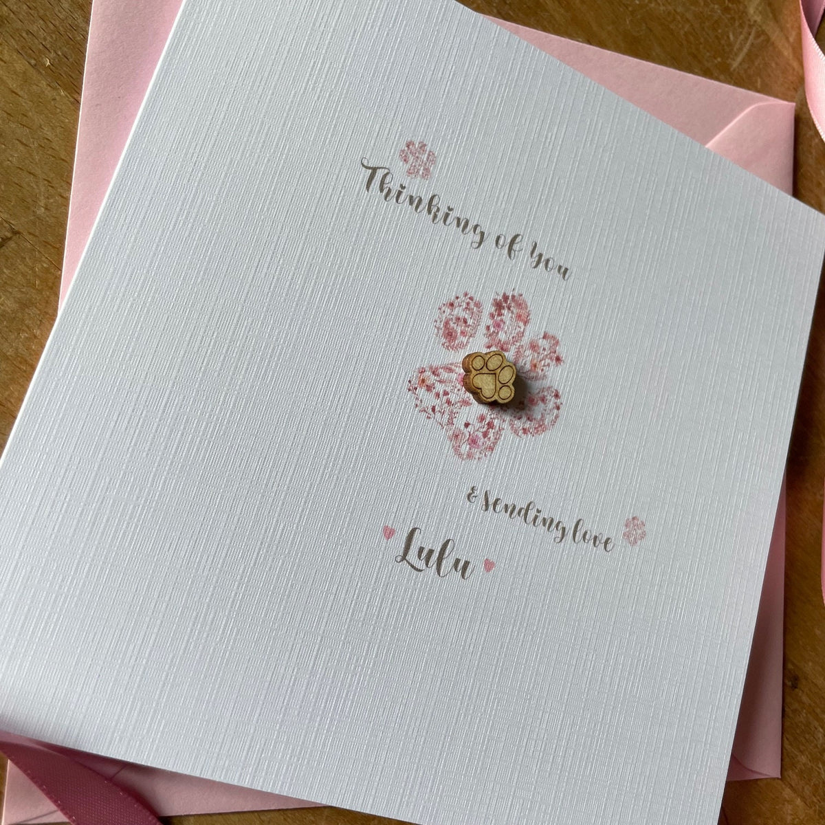 Personalised Pet Loss Sympathy Card - Pink Floral Paw - photo 3