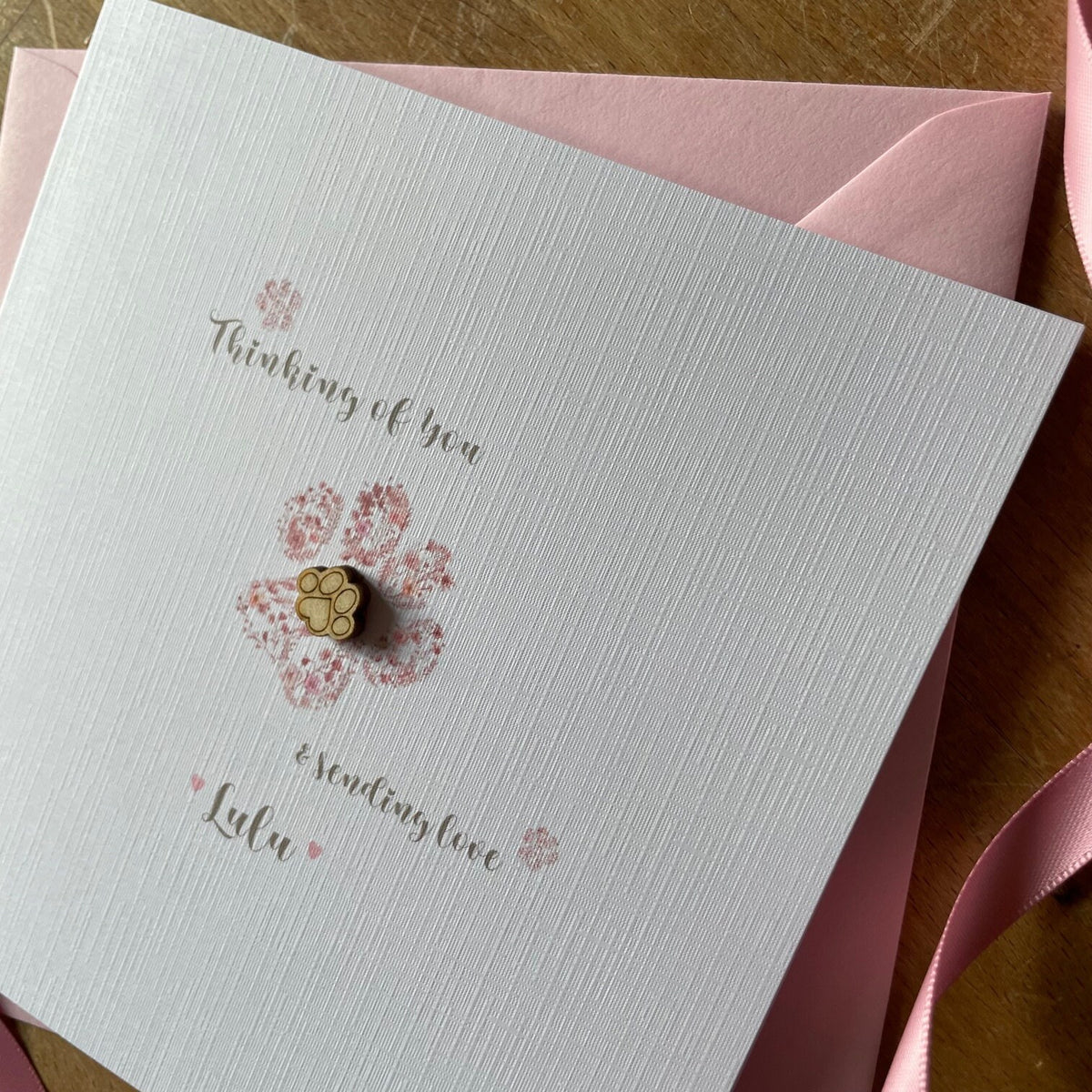 Personalised Pet Loss Sympathy Card - Pink Floral Paw - photo 4