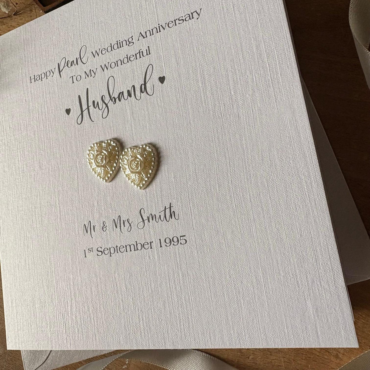Personalised Pearl 30th Anniversary Card - Full Pearl Hearts - photo 3