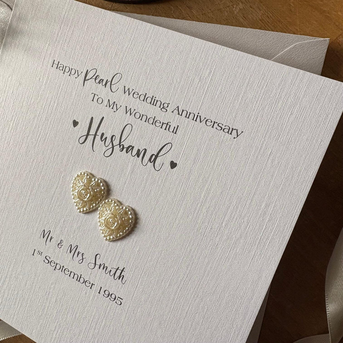 Personalised Pearl 30th Anniversary Card - Full Pearl Hearts - photo 4