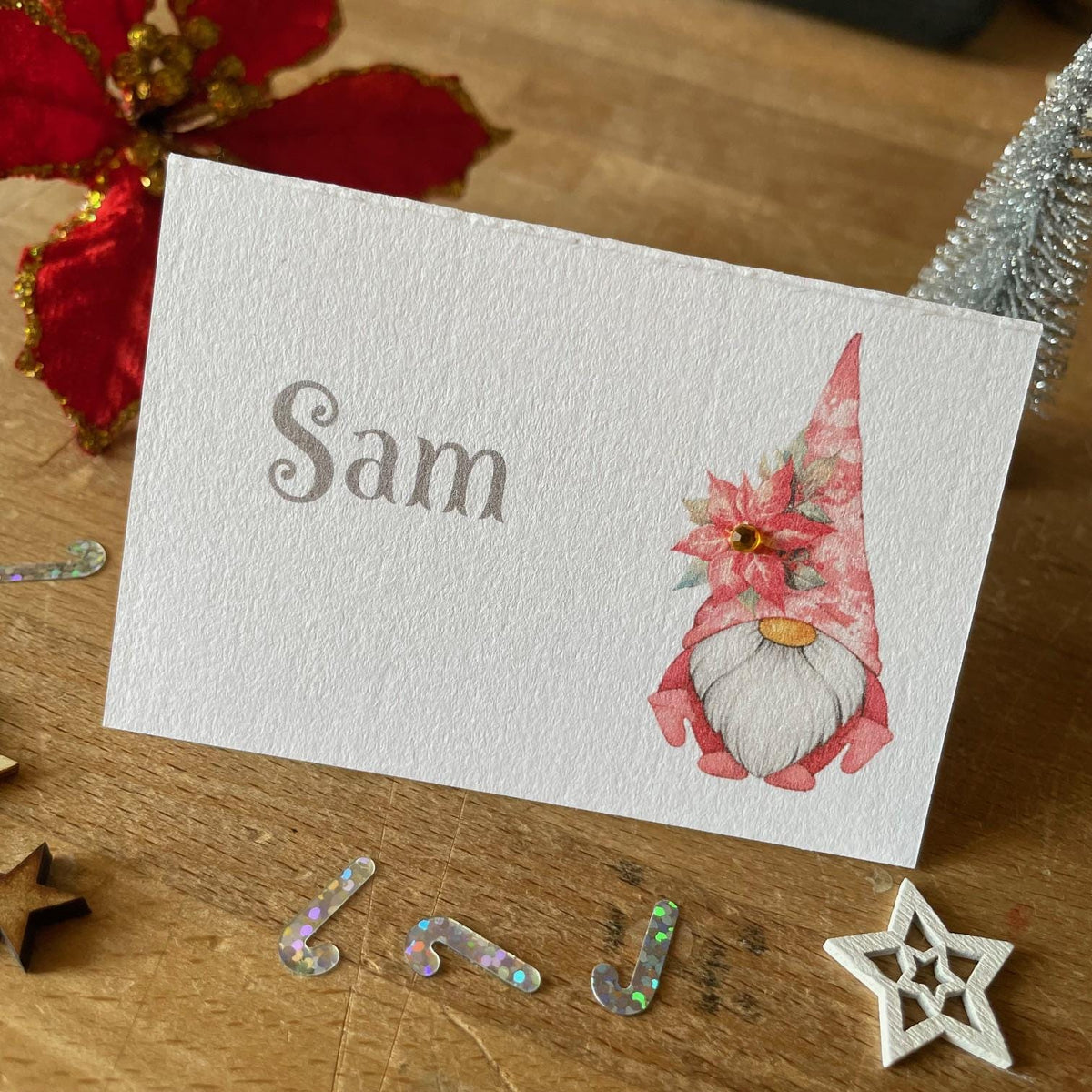 Personalised Christmas Place Cards - Pink Mr Gonk - photo 1