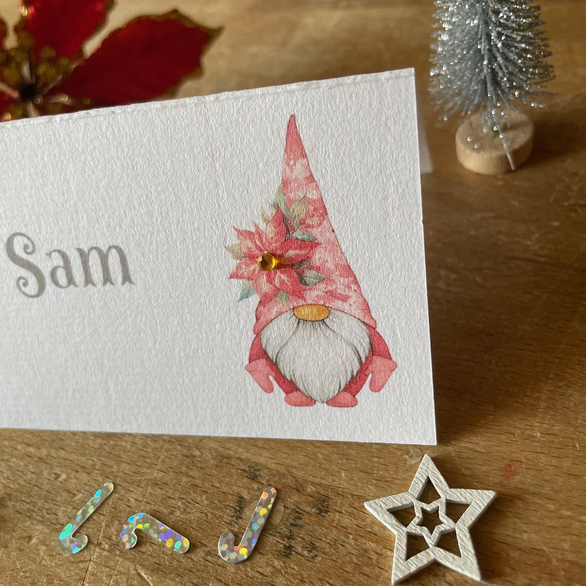 Personalised Christmas Place Cards - Pink Mr Gonk - photo 2