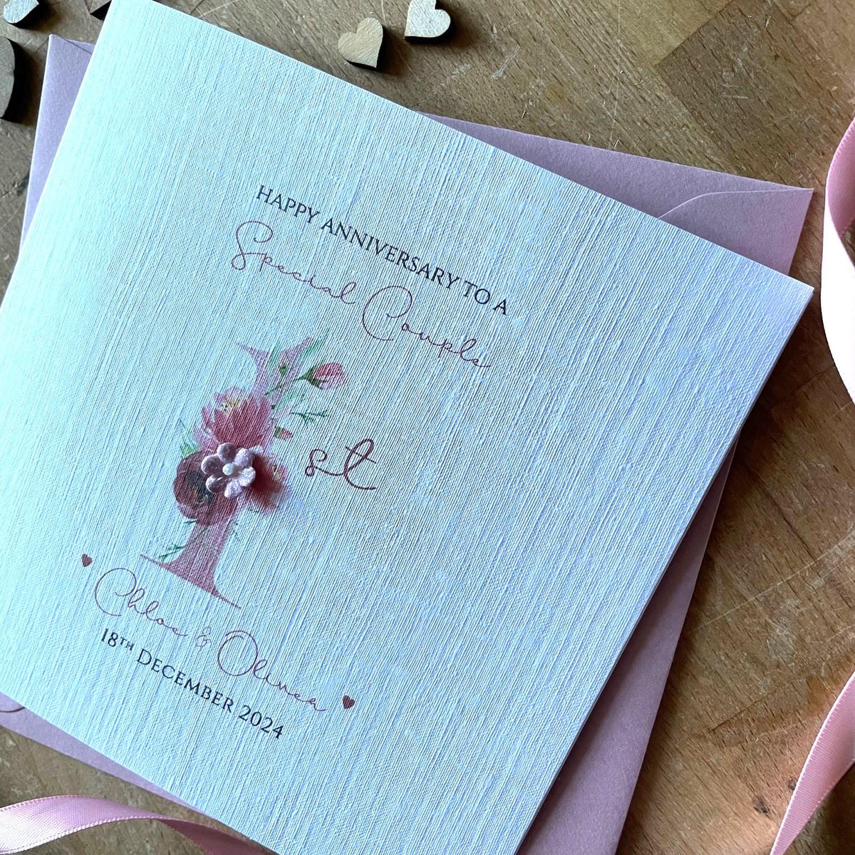 Personalised 1st Anniversary Card - Rose Gold Floral One - photo 2