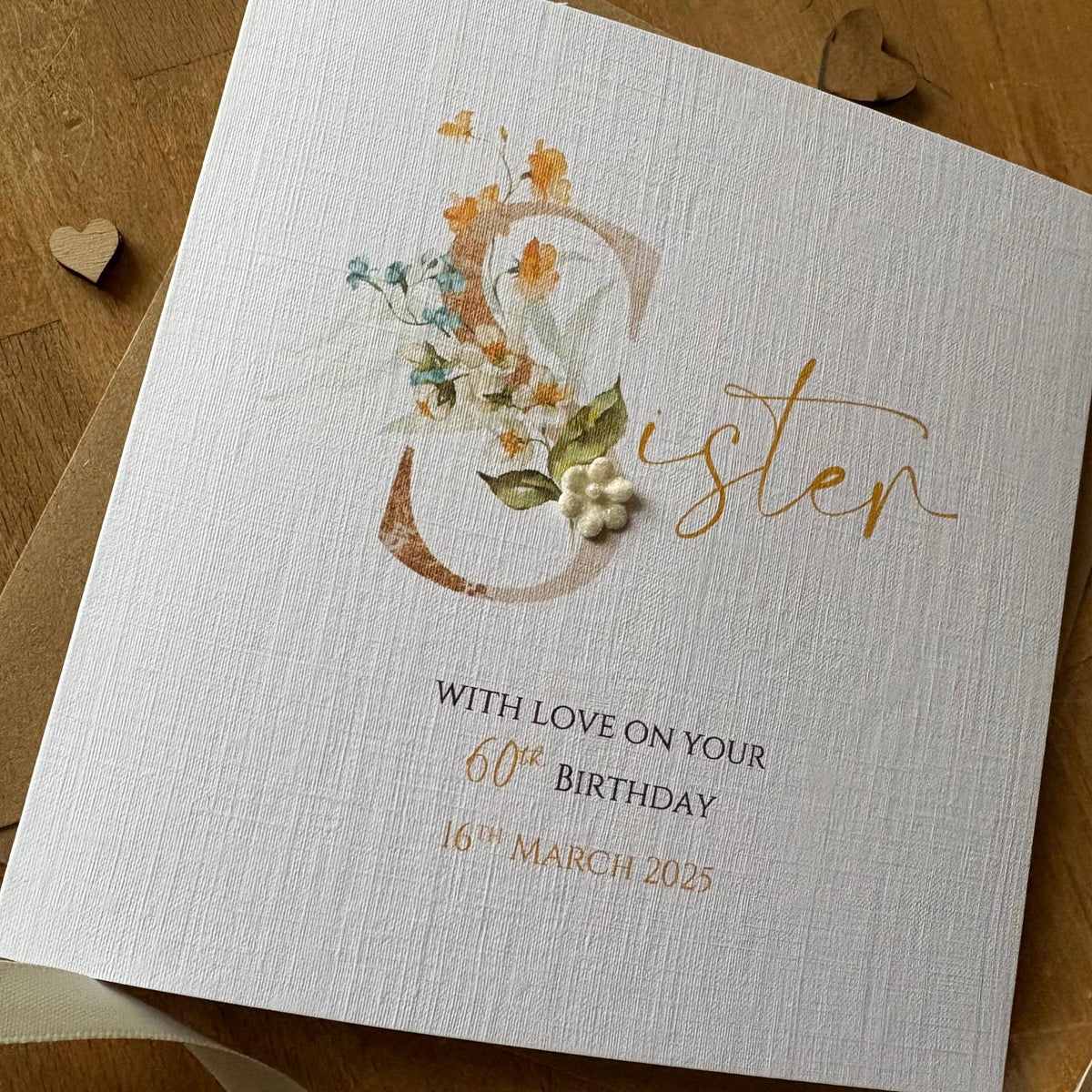 Personalised Sister Birthday Card - Blush Gold Floral S - photo 2