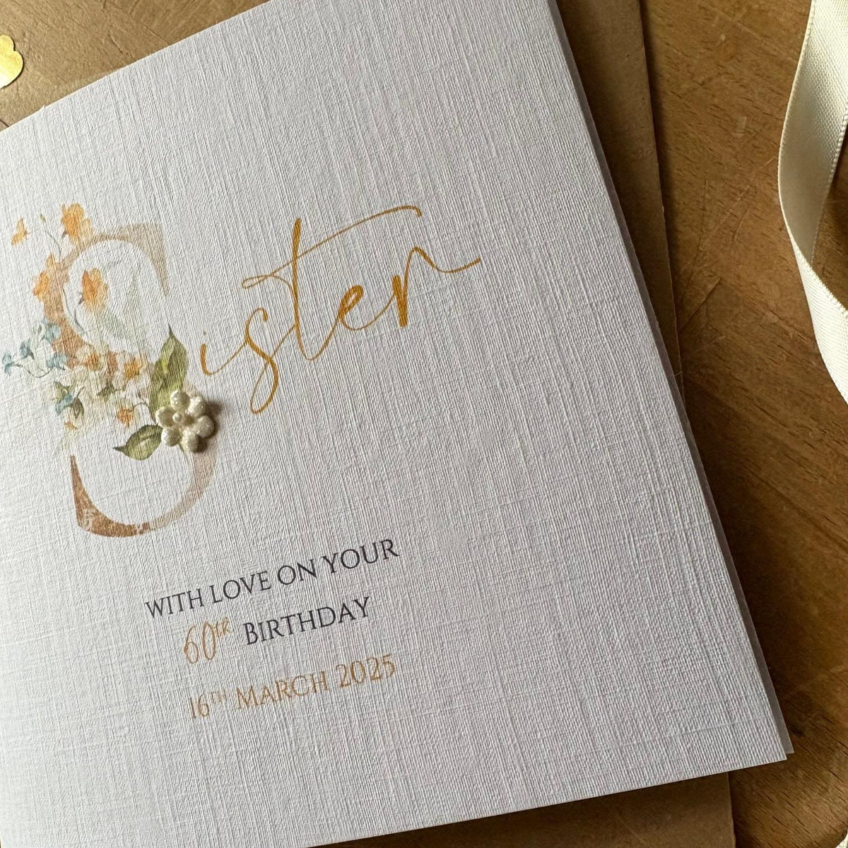 Personalised Sister Birthday Card - Blush Gold Floral S - photo 3