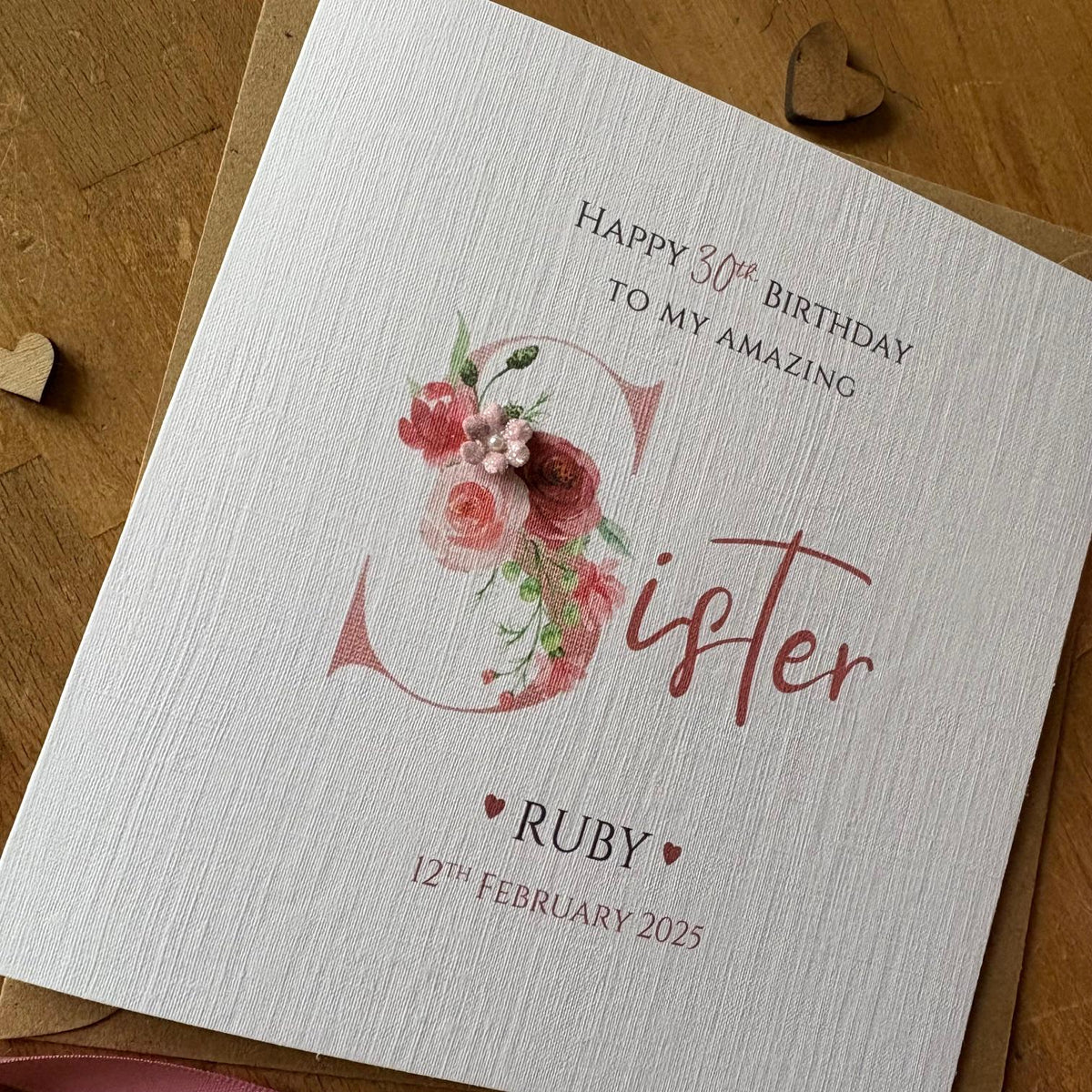 Personalised Sister Birthday Card - Rose Gold Floral S - photo 2