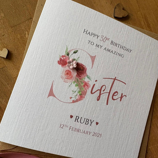 Personalised Sister Birthday Card - Rose Gold Floral S - photo 2