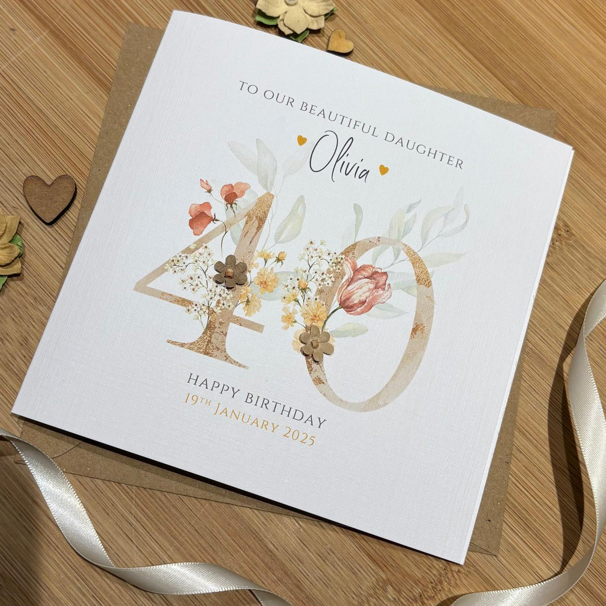 Personalised Birthday Card - Botanical Blush Numbers - photo 1