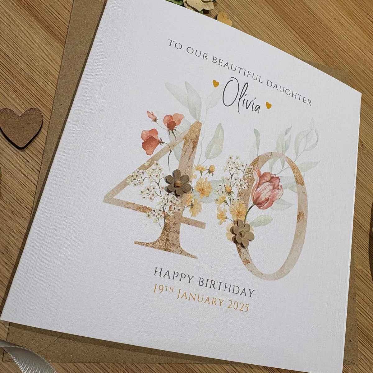 Personalised Birthday Card - Botanical Blush Numbers - photo 2
