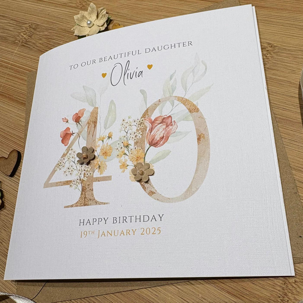 Personalised Birthday Card - Botanical Blush Numbers - photo 3