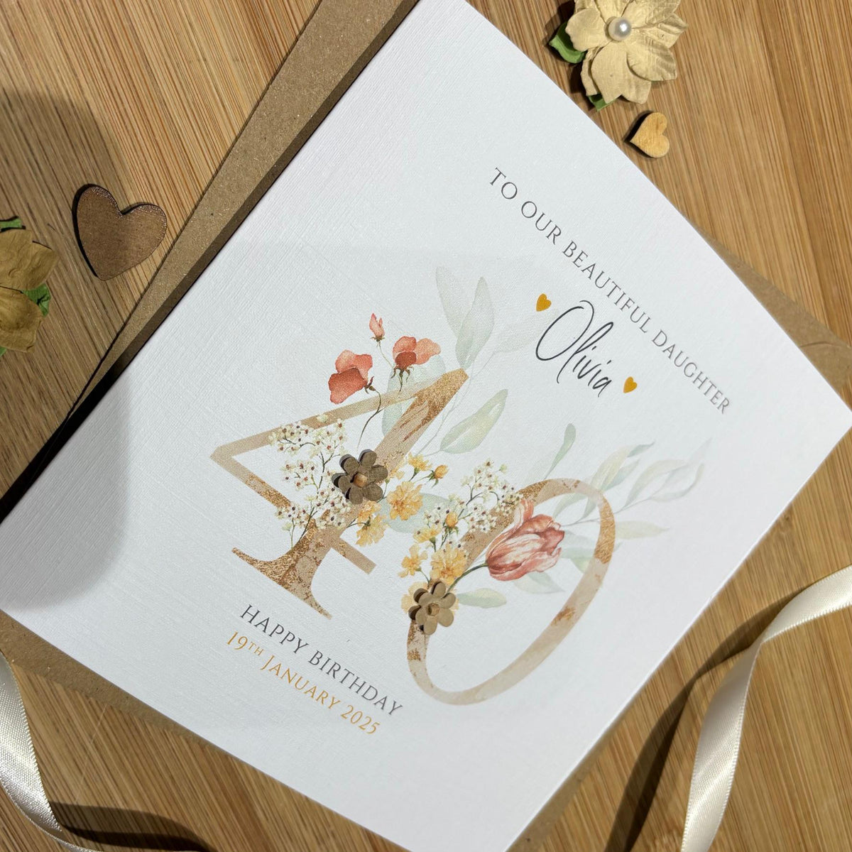 Personalised Birthday Card - Botanical Blush Numbers - photo 4