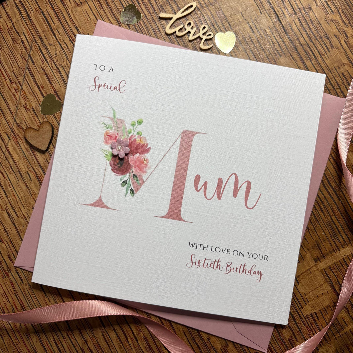 Personalised Mum Birthday Card - Rose Gold Floral M - photo 1