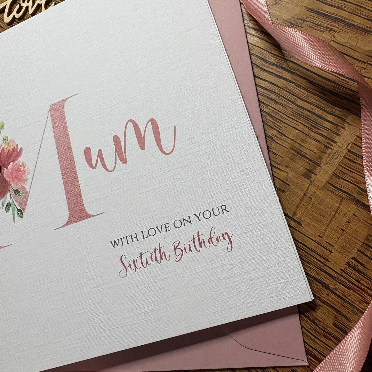 Personalised Mum Birthday Card - Rose Gold Floral M - photo 3