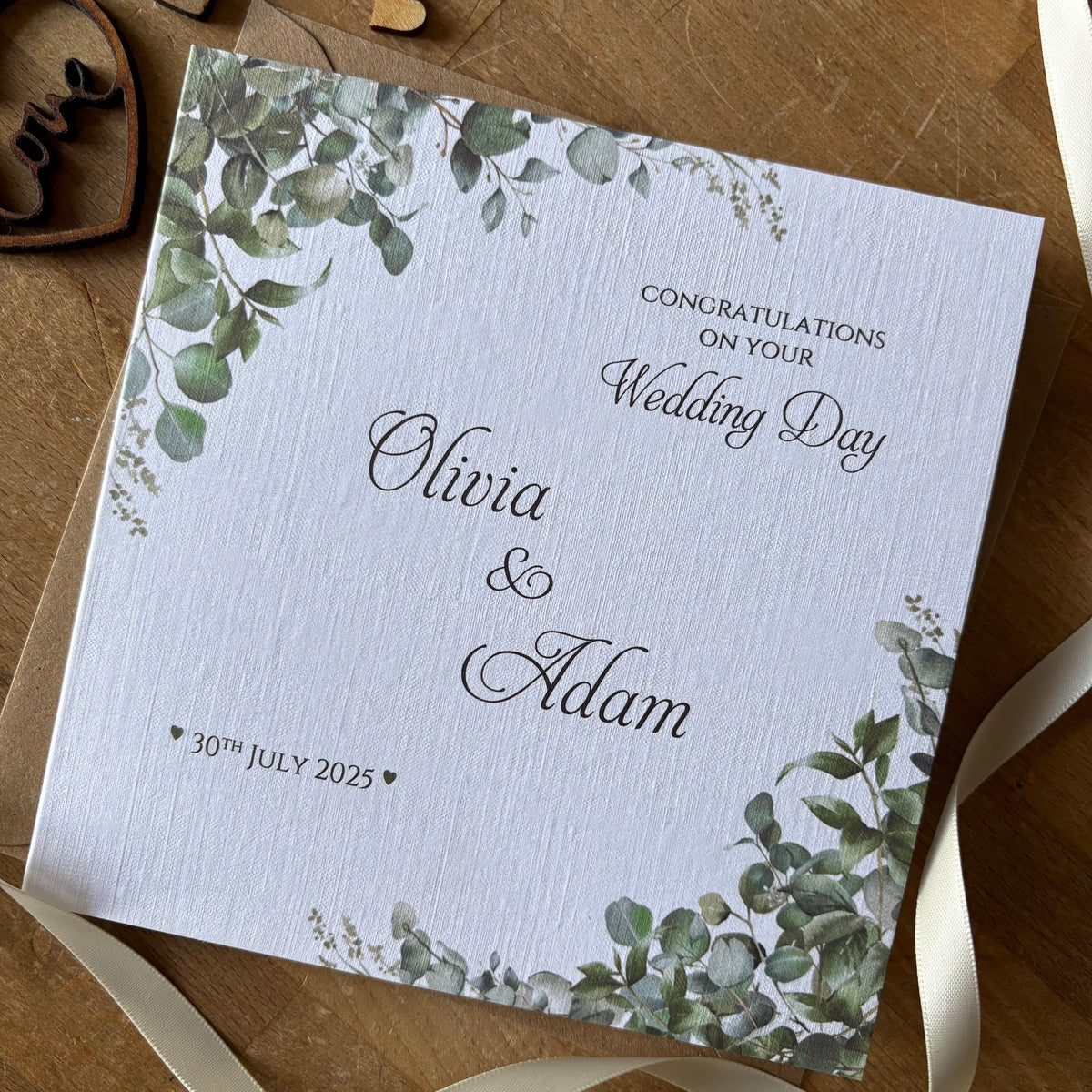 Personalised Wedding Day Card - Eucalyptus Greenery Frame - photo 1
