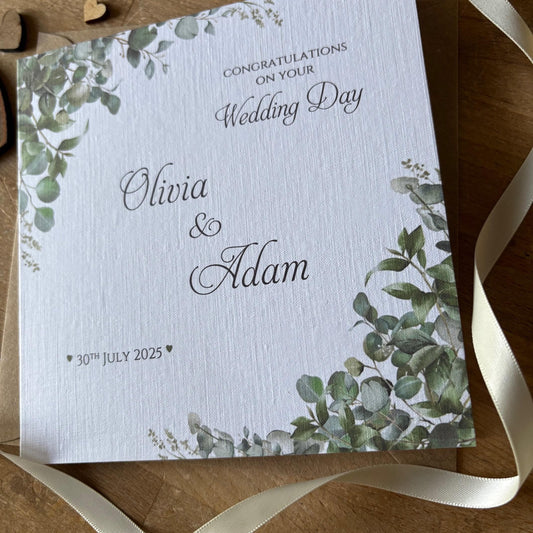 Personalised Wedding Day Card - Eucalyptus Greenery Frame - photo 2