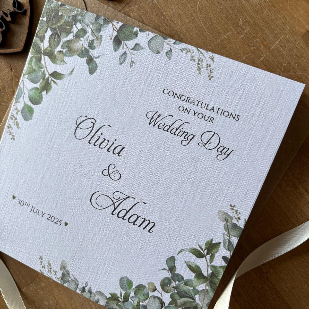 Personalised Wedding Day Card - Eucalyptus Greenery Frame - photo 3