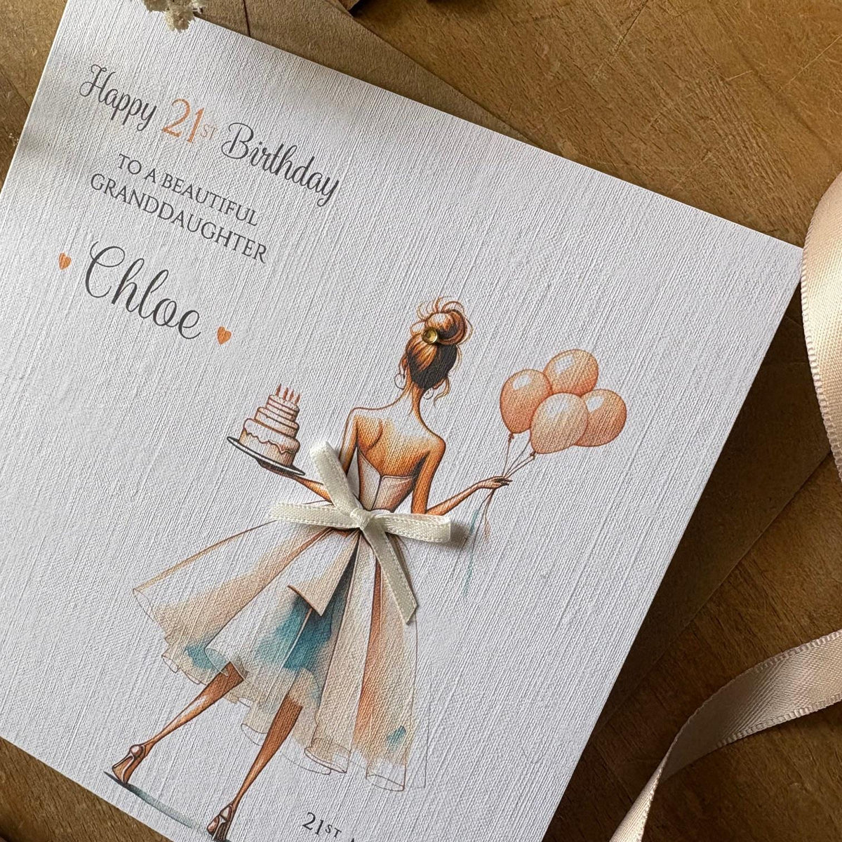 Personalised Birthday Card - Champagne Gold Dress & Balloons - photo 4