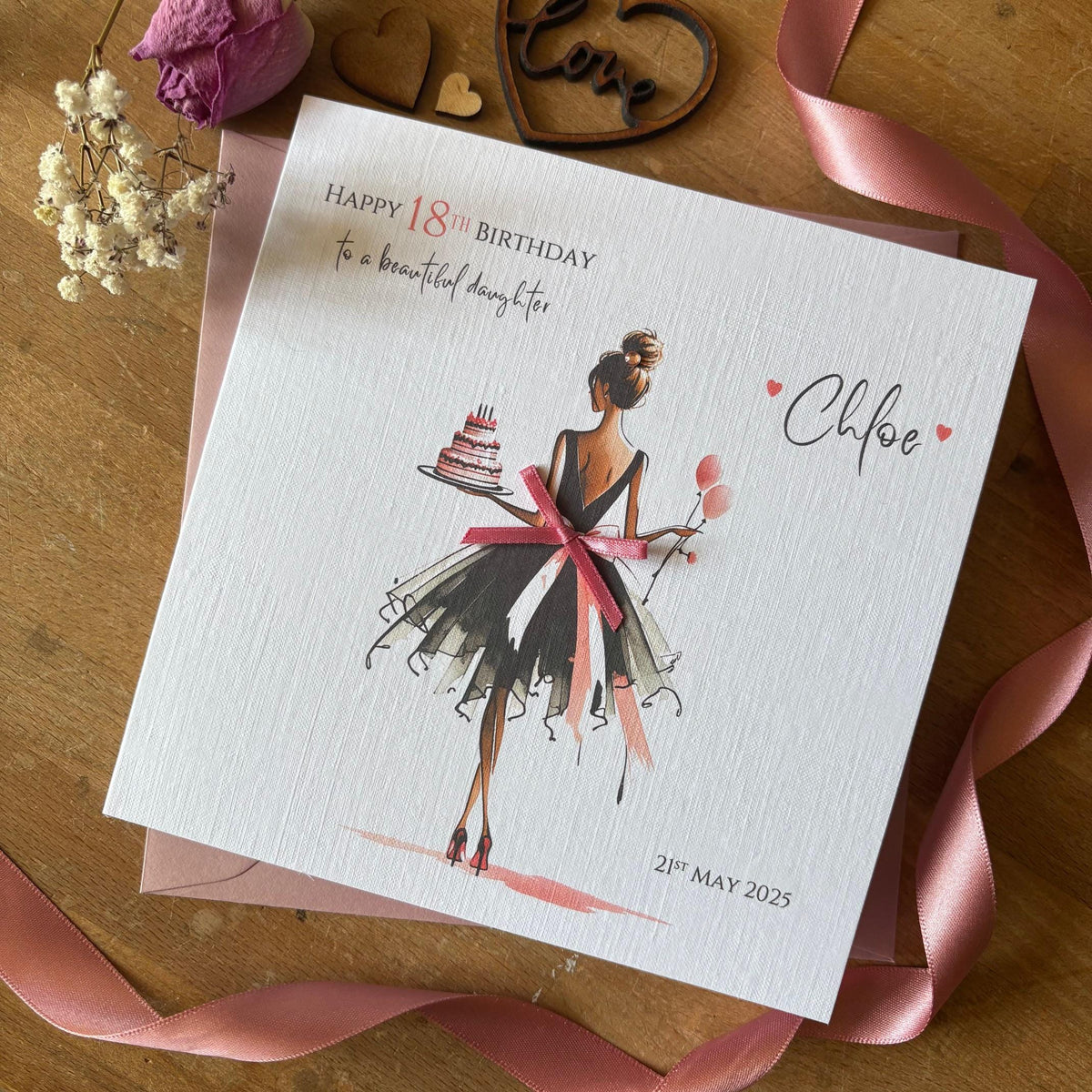 Personalised Birthday Card - Little Black Dress & Balloons - photo 1