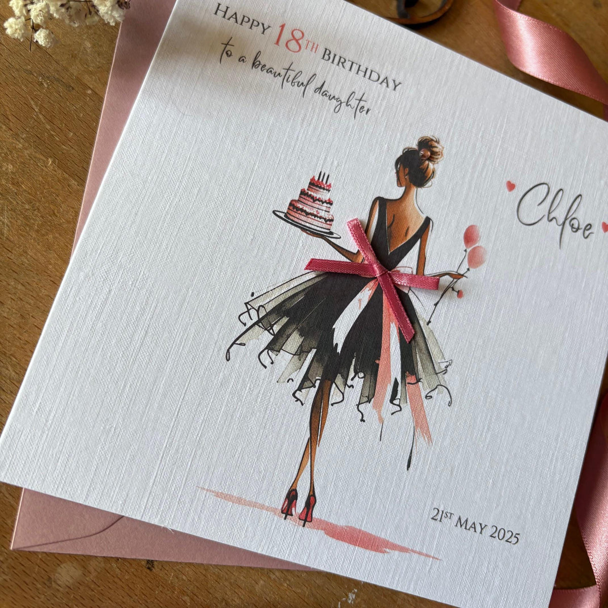 Personalised Birthday Card - Little Black Dress & Balloons - photo 2
