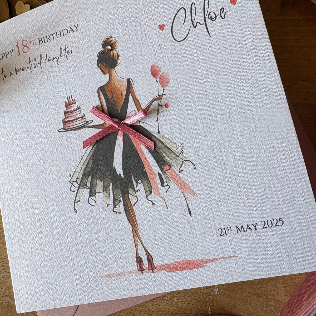 Personalised Birthday Card - Little Black Dress & Balloons - photo 3