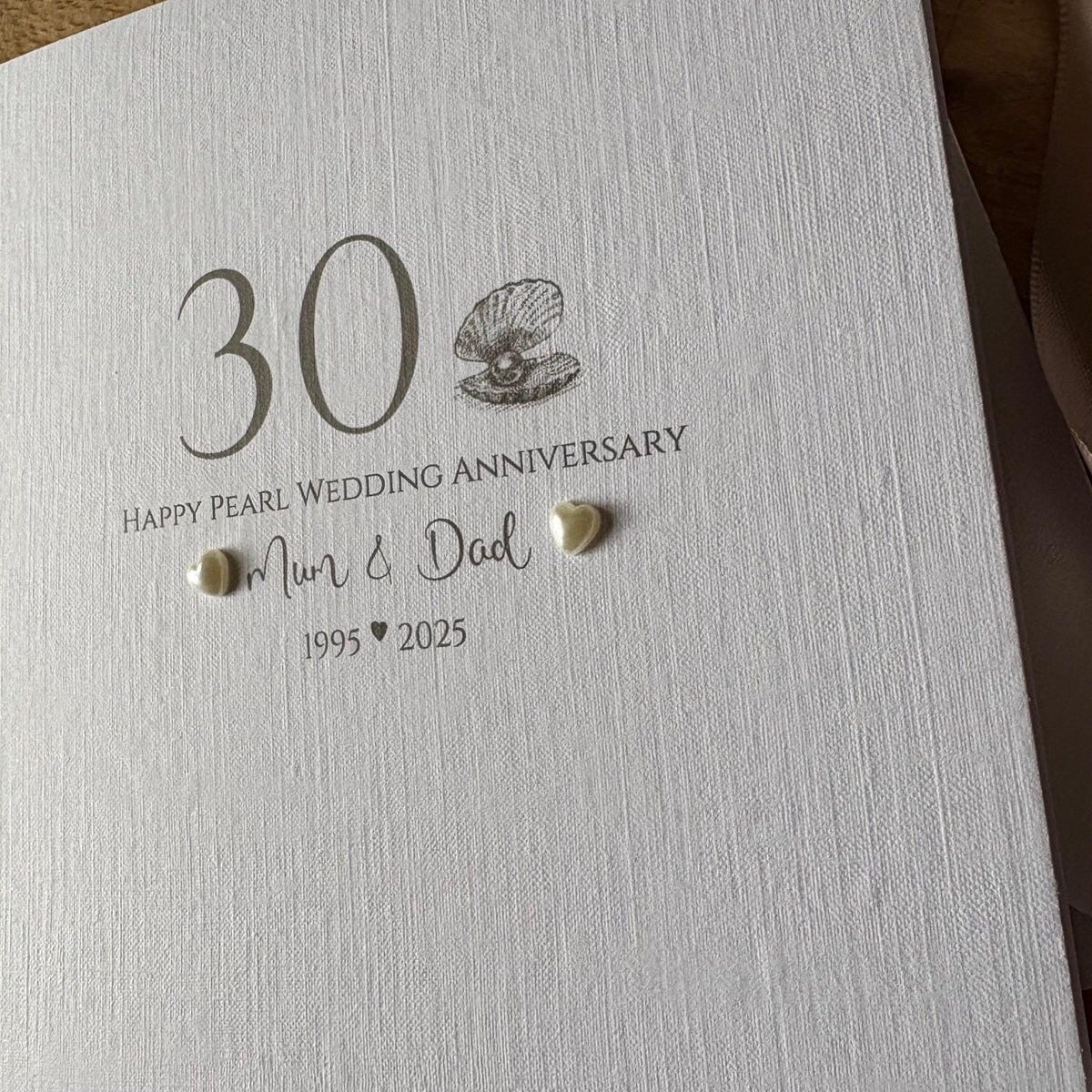 Personalised Pearl 30th Anniversary Card - Shell Hearts & Number - photo 3
