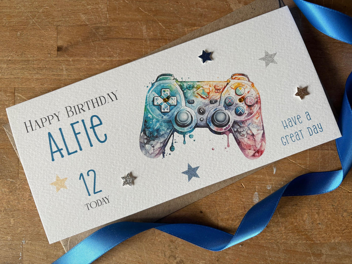Personalised Birthday Money Wallet - Games Controller & Stars - photo 1
