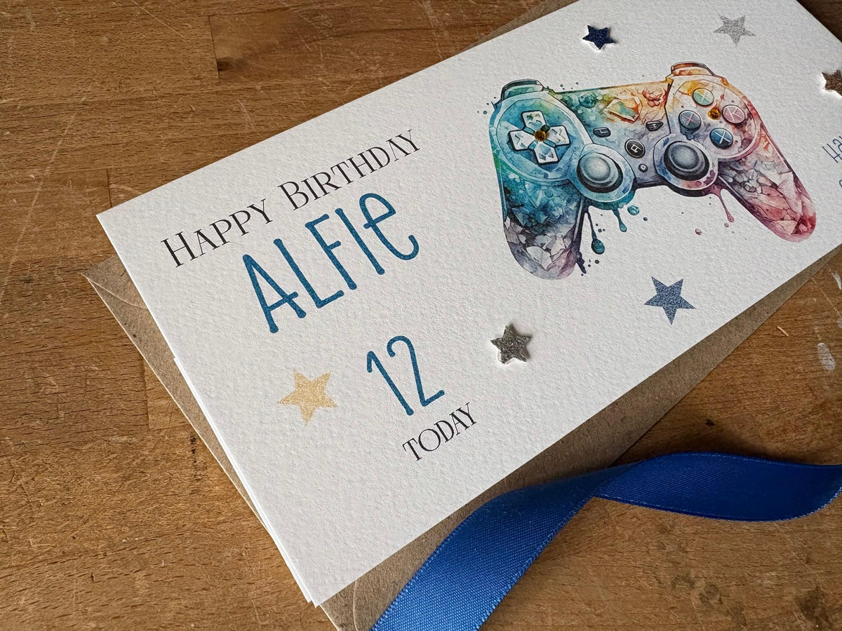 Personalised Birthday Money Wallet - Games Controller & Stars - photo 2