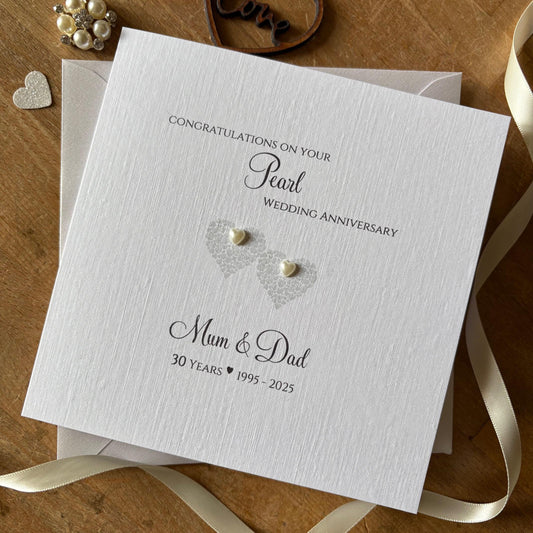 Personalised Pearl 30th Anniversary Card - Two Hearts of Hearts - photo 1