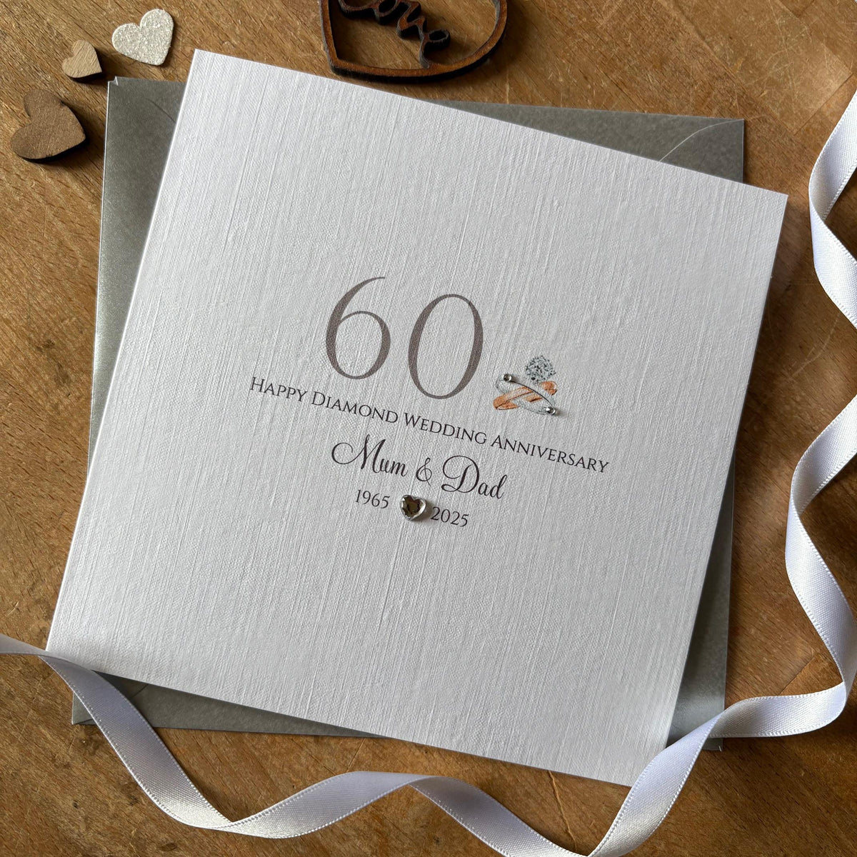 Personalised Diamond 60th Anniversary Card - Number & Ring - photo 1