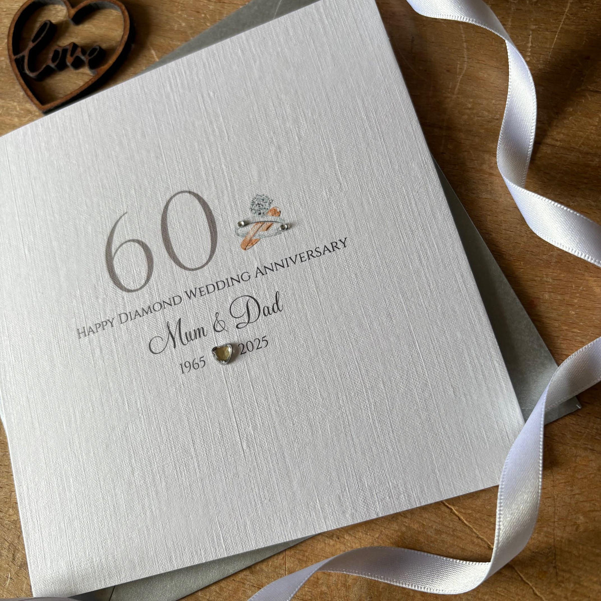 Personalised Diamond 60th Anniversary Card - Number & Ring - photo 3