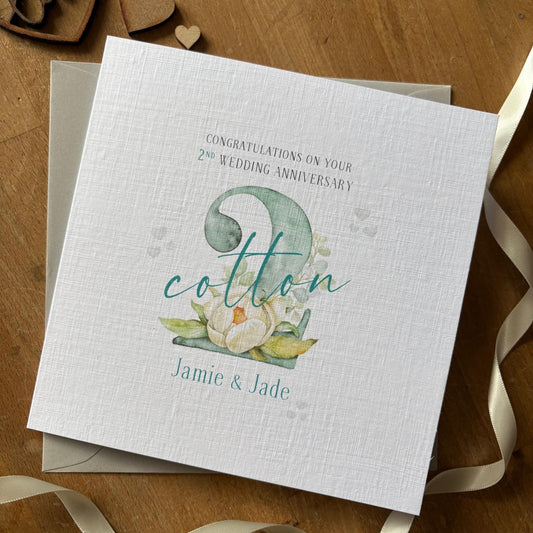 Personalised 2nd Anniversary Card - Cotton Number Two - photo 1