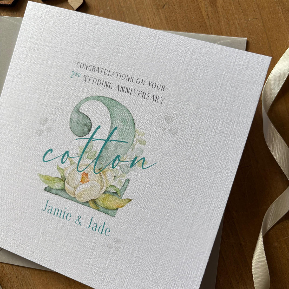 Personalised 2nd Anniversary Card - Cotton Number Two - photo 4