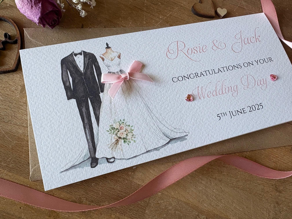 Personalised Wedding Money Wallet - Bridal Dress & Groom’s Suit - photo 2
