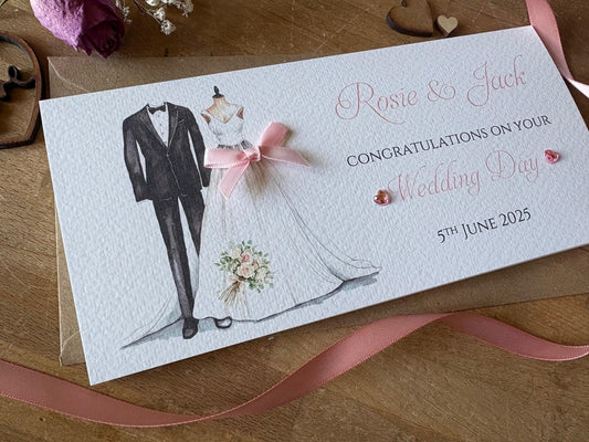 Personalised Wedding Money Wallet - Bridal Dress & Groom’s Suit - photo 2