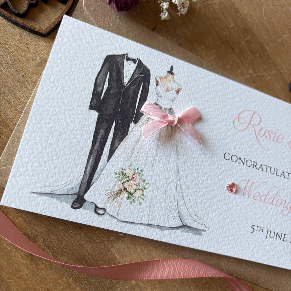 Personalised Wedding Money Wallet - Bridal Dress & Groom’s Suit - photo 3