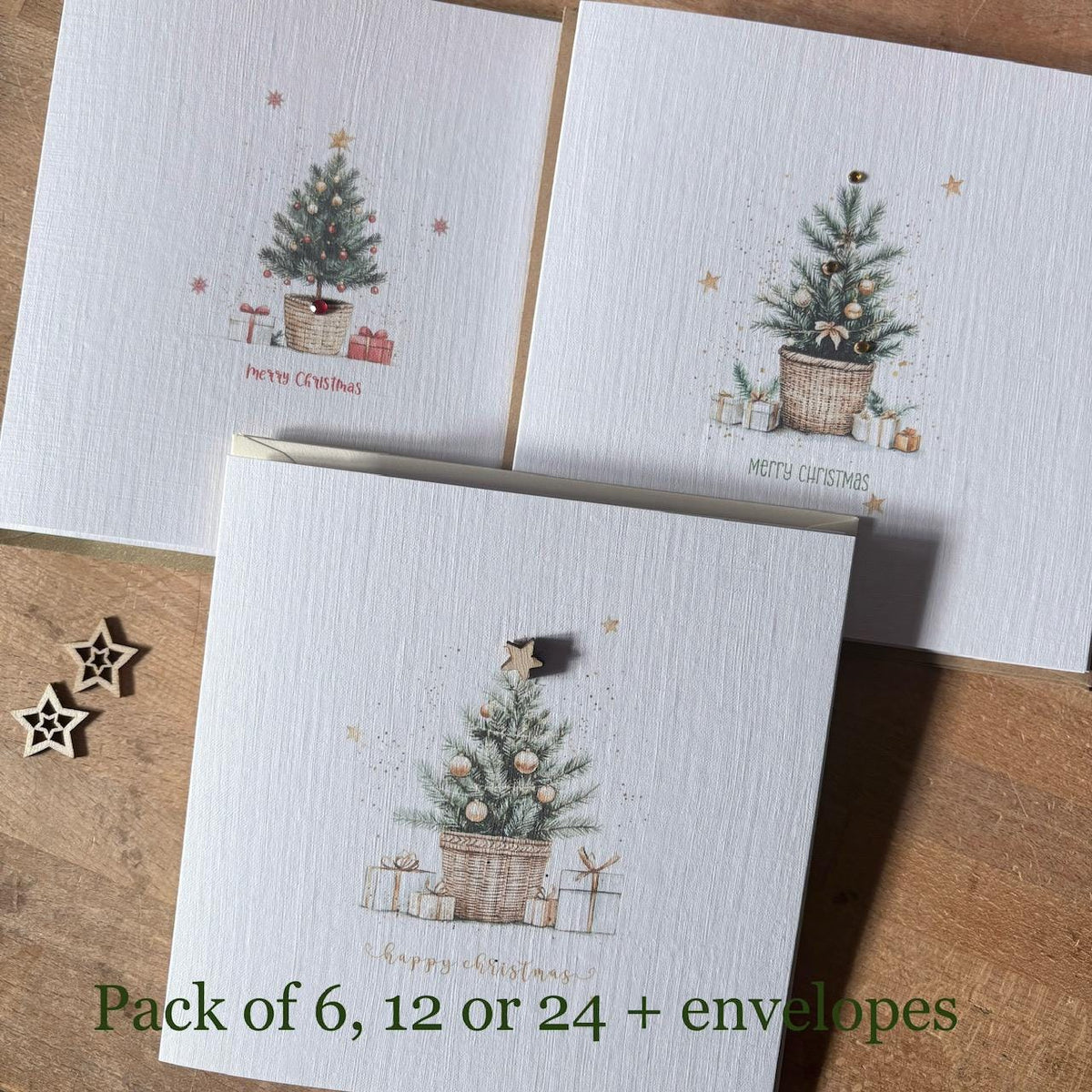 Watercolour Christmas Tree Cards - Three Designs - photo 1