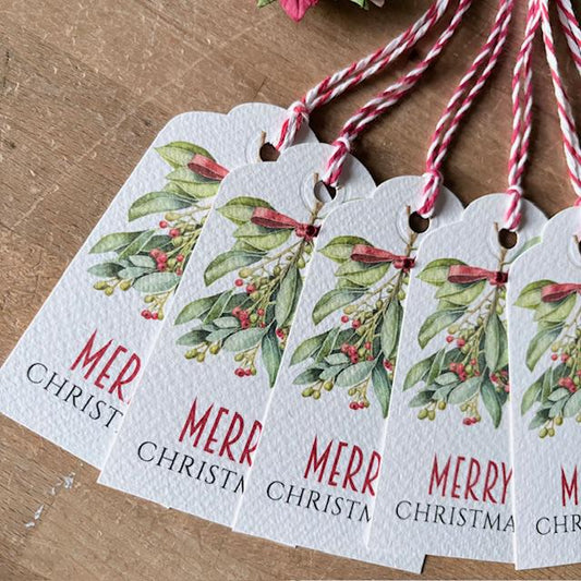 Christmas Gift Tags - Berries & Mistletoe, Pack of 6 - photo 2