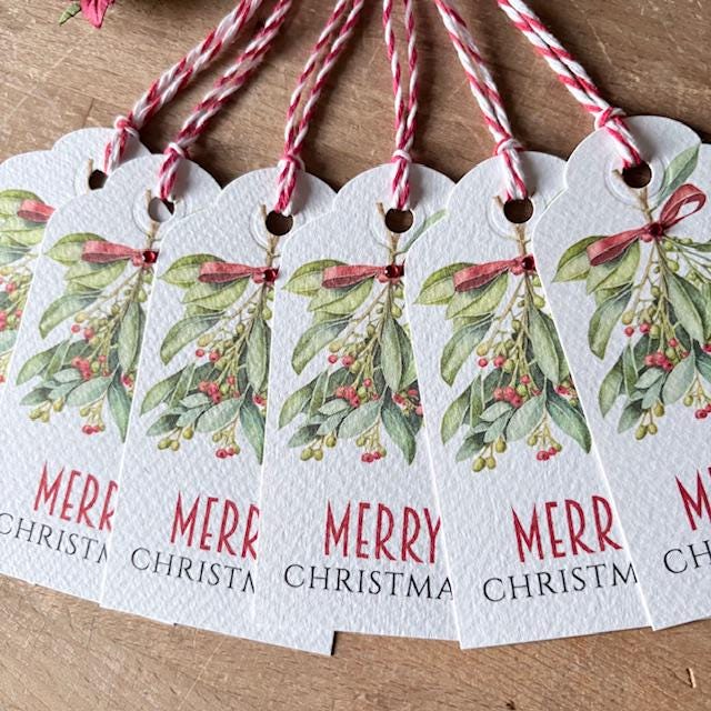 Christmas Gift Tags - Berries & Mistletoe, Pack of 6 - photo 3