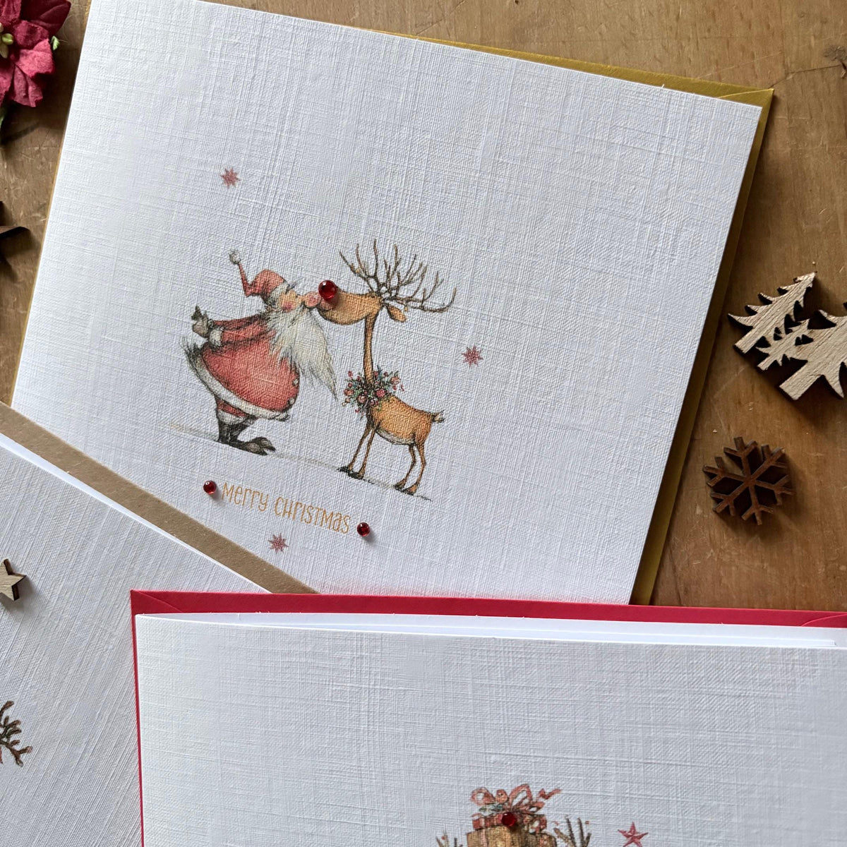 Traditional Santa & Reindeer Christmas Cards - Three Designs - photo 4