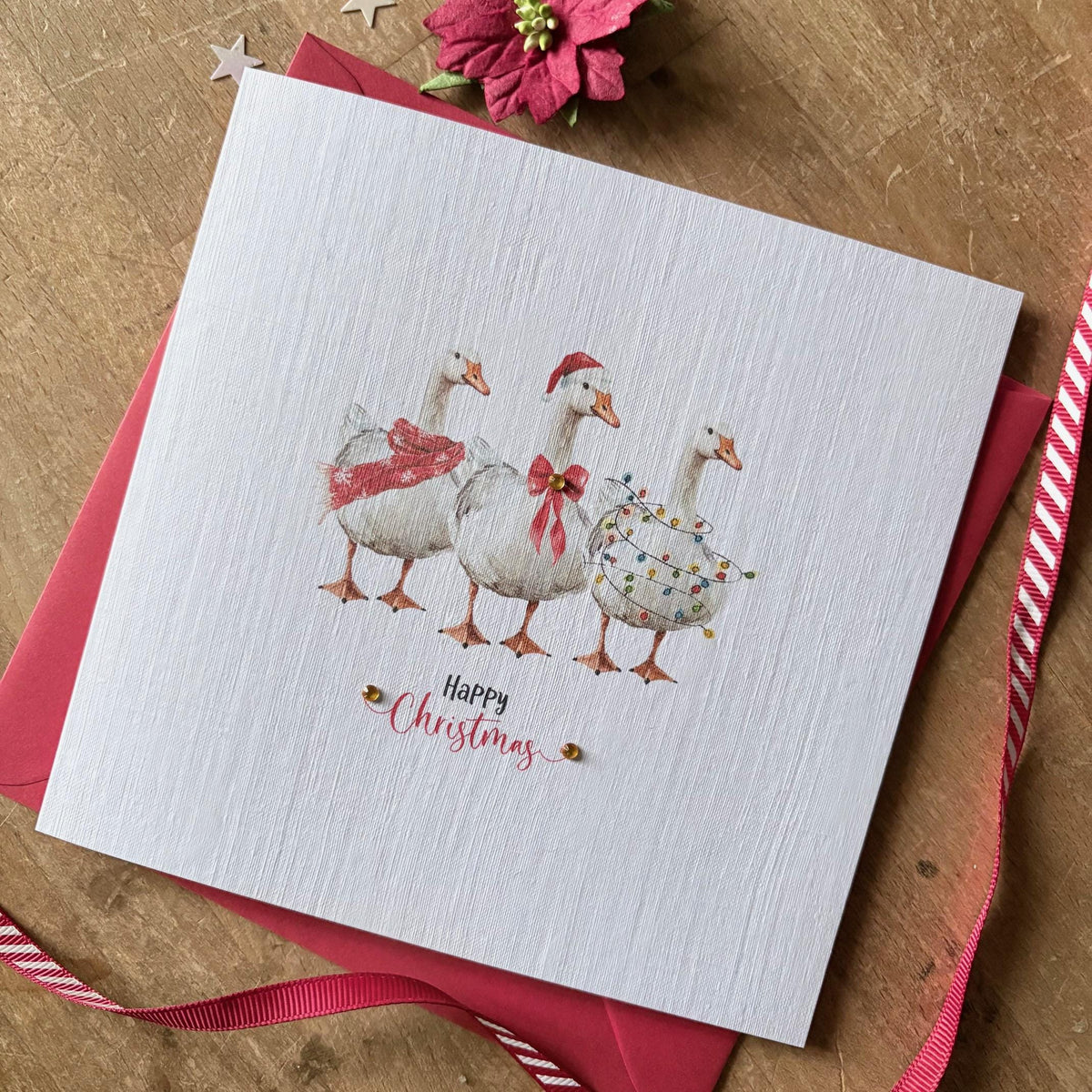 Festive Geese Christmas Cards with Crystals - photo 2