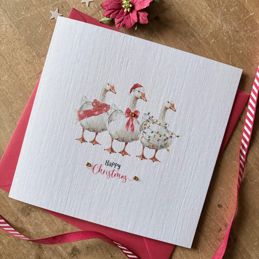 Festive Geese Christmas Cards with Crystals - photo 2
