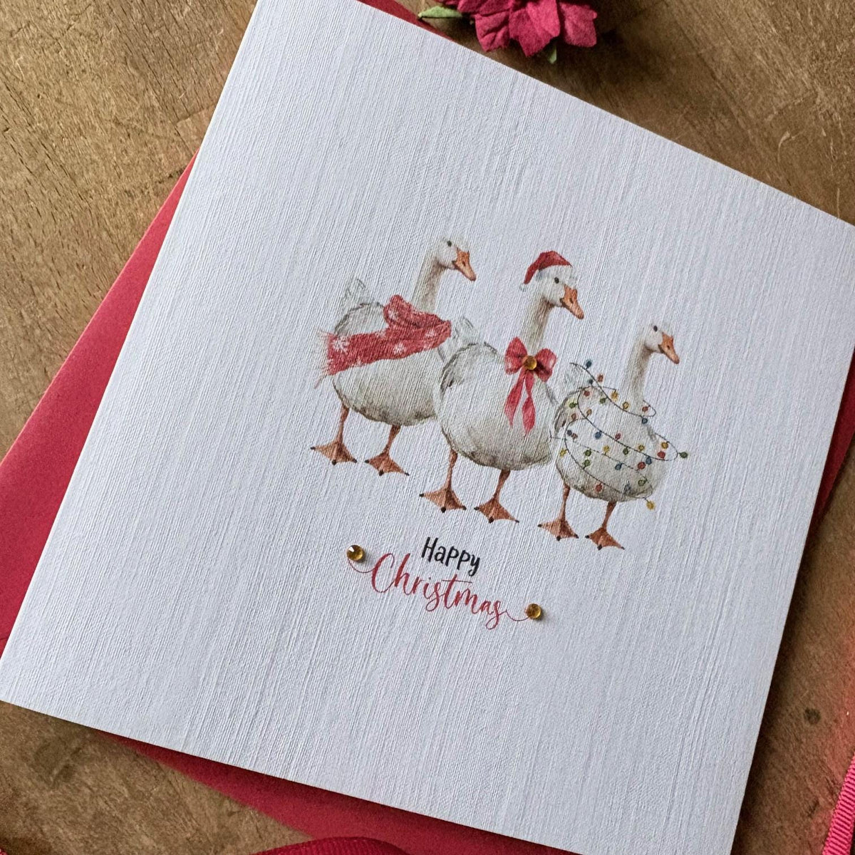 Festive Geese Christmas Cards with Crystals - photo 4