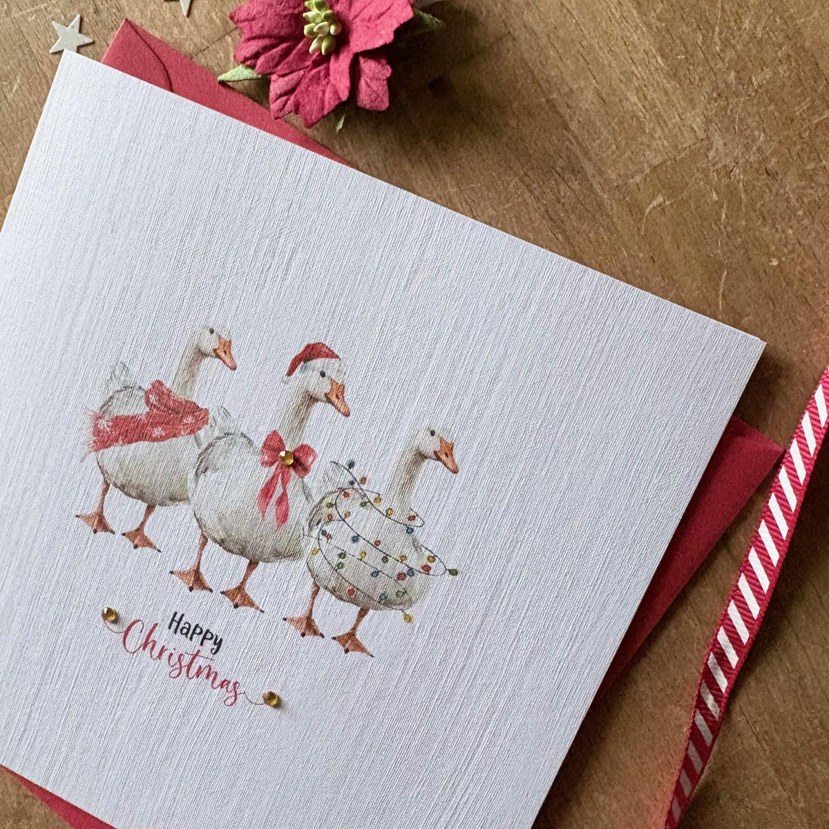 Festive Geese Christmas Cards with Crystals - photo 5