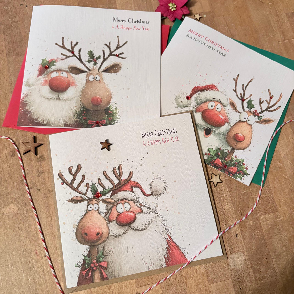 Funny Santa & Reindeer Christmas Cards - Three Designs - photo 1