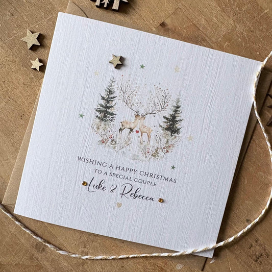 Personalised Christmas Card - Winter Deer for a Special Couple - photo 1