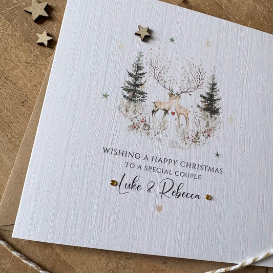 Personalised Christmas Card - Winter Deer for a Special Couple - photo 2