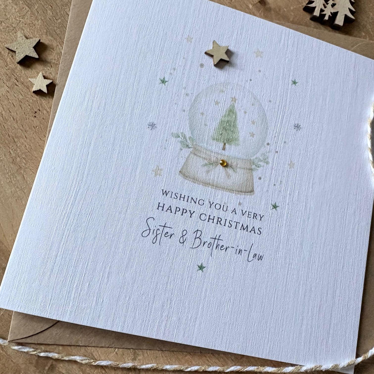 Personalised Christmas Card - Snow Globe & Wooden Star - photo 2