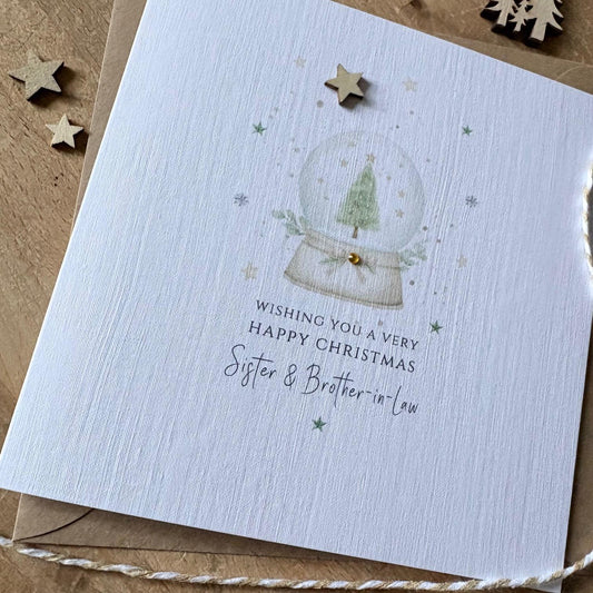 Personalised Christmas Card - Snow Globe & Wooden Star - photo 2