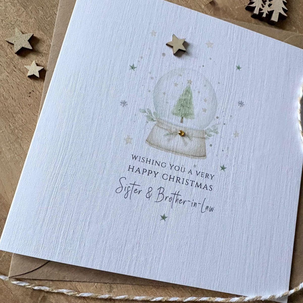 Personalised Christmas Card - Snow Globe & Wooden Star - photo 3